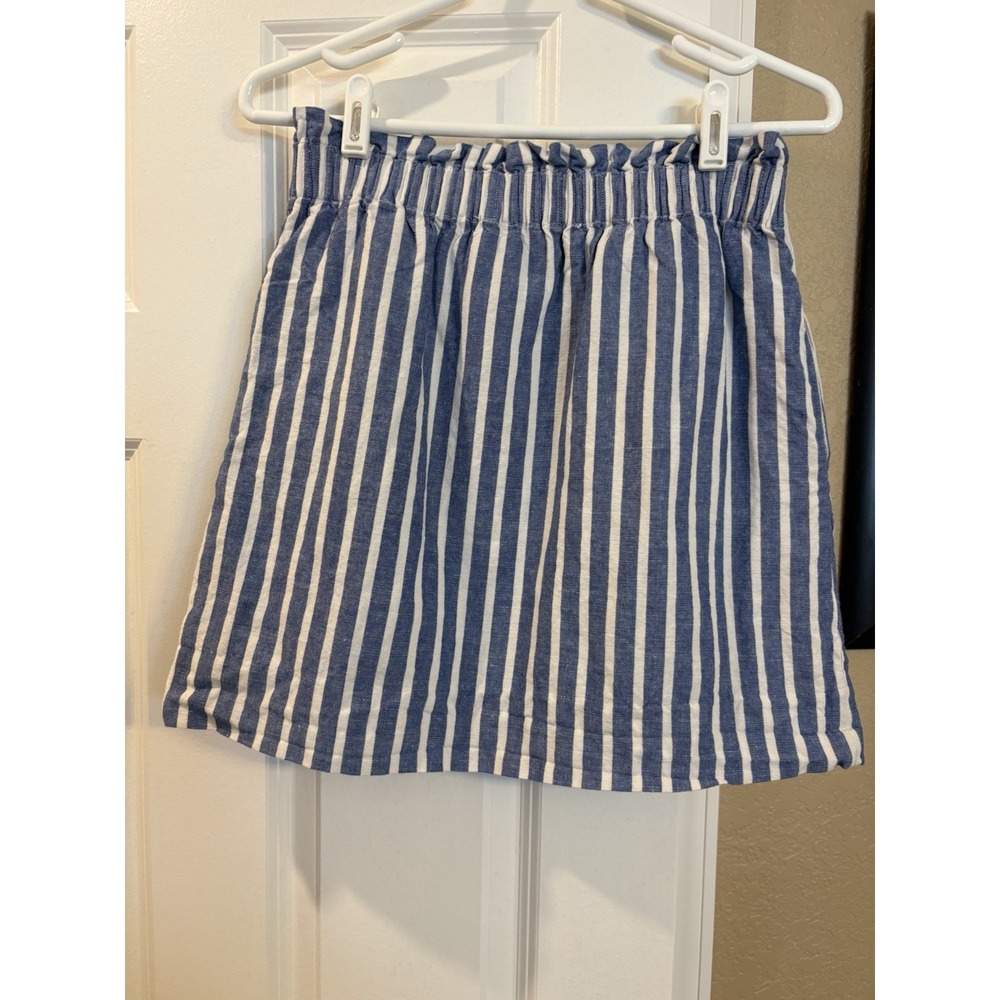 J Crew Women's Pull On Striped Linen Blend Skirt, Size 4 Pockets